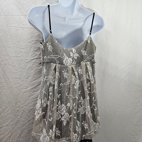 Guess whimsigoth fairy shimmer floral lace trim babydoll vintage y2k top - Picture 2 of 4